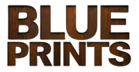 the blue prints logo on a black background