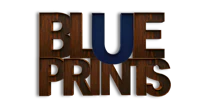 the blue prints logo on a black background