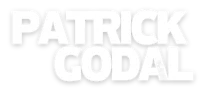 patrick godal logo on a black background