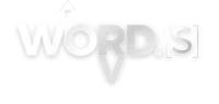 a black and white logo with the word words v