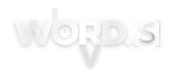 a black and white logo with the word words v