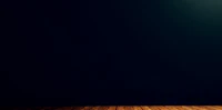 an empty room with a wooden floor and a black wall